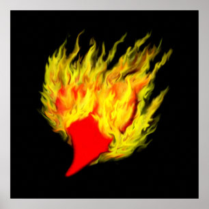 Poster Coeur en flammes
