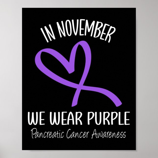 Poster Coeur En Novembre Nous Portons Le Cancer Pancréati (Devant)