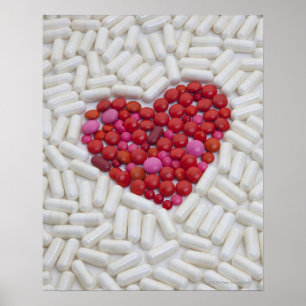 Poster Coeur en pilules rouges