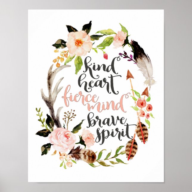 Poster Coeur, Esprit Fierce, Esprit Courageux (Devant)