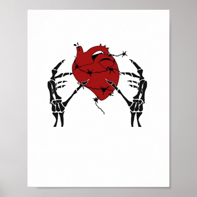 Poster Coeur Et Mains - Squelette Mains Coeur (Devant)