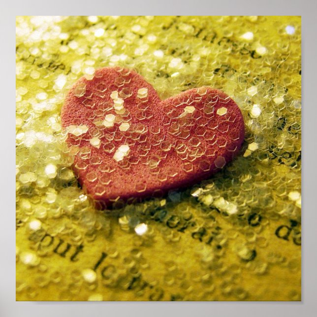 Poster Coeur et Parties scintillant rose (Devant)