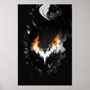 Poster Coeur foncé en feu
