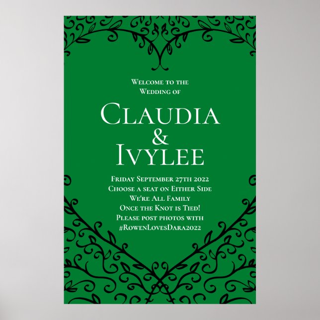 Poster Coeur gothique Vert & Noir (Devant)