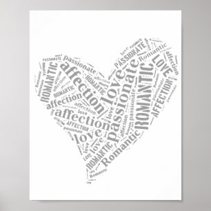 Poster Coeur gris et blanc II d'amour romantique