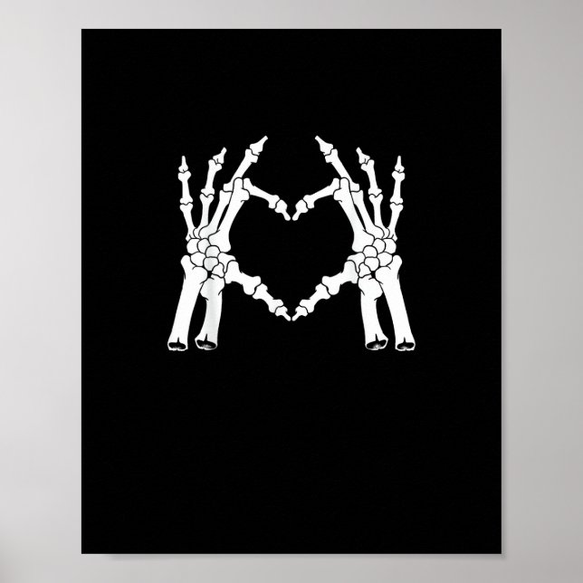 Poster Coeur - Halloween Squelette main (Devant)