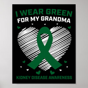 Poster Coeur Je Porte Le Vert Pour Ma Grand-Mère Maladie