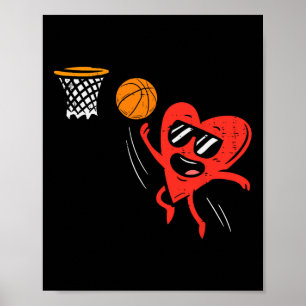 Poster Coeur Jouer Bysketbyll mignon Valentines Jour Spor