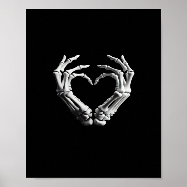 Poster Coeur main Skeleton os Éffrayantes filles Ados (Devant)