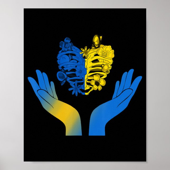 Poster Coeur main Ukraine Cage XRay Fleur Ukraine Ukraine (Devant)