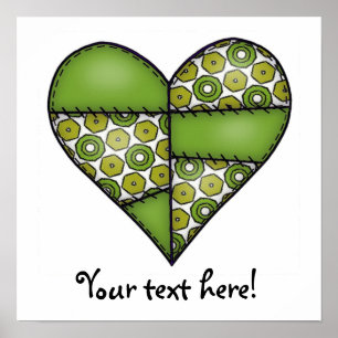 Poster Coeur matelassé matelassé vert-09
