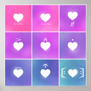 Poster Coeur Musique Notation Amour Langue