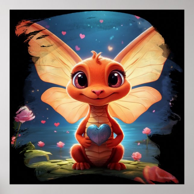 Poster *~* Coeur Mythique Cute Baby Dragon AP48 (Devant)