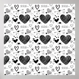 Poster coeur noir - arrière - plan blanc