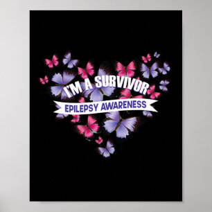 Poster Coeur papillon Je suis un survivant Pancreati Epil