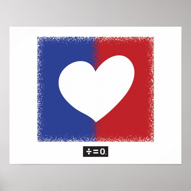 Poster Coeur Patriotique Rouge Blanc Et Bleu Unité (Devant)