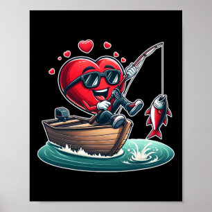 Poster Coeur Pêche Valentines Jour Hommes Femmes Garçons