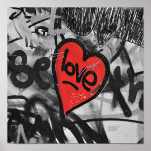 Poster coeur peint en rouge