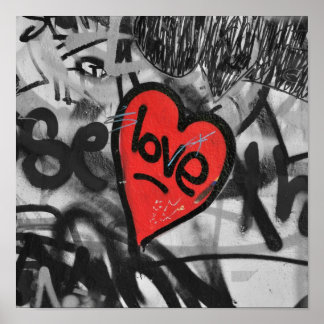 Poster coeur peint en rouge