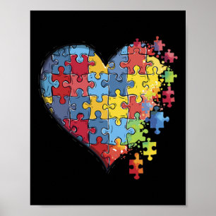 Poster Coeur Puzzle Pièce Sensibilisation sur l'autisme E