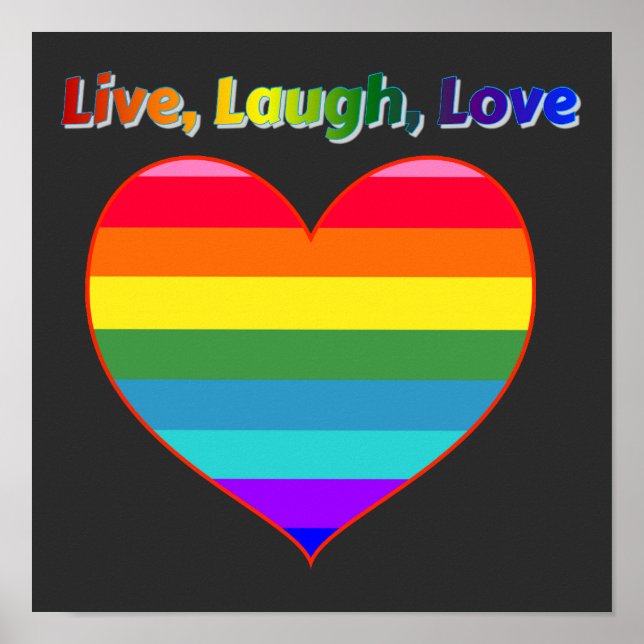Poster Coeur Rainbow Stripes (Devant)