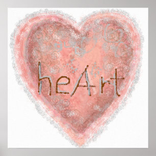 Poster Coeur rose Valentine