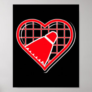 Poster Coeur Rouge Badminton Pour Les Amateurs De Badmint