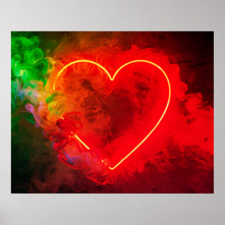 Poster Cœur rouge brûlant fumant avec un peu d'envie sur 