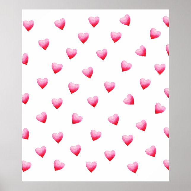 Poster Coeur rouge mignon romantique (Devant)