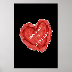 Poster Cœur rouge noir à quel point est votre amour?