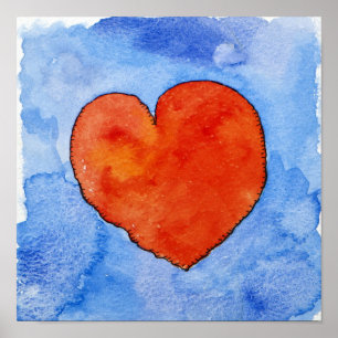 Poster Coeur rouge sur le bleu 2011