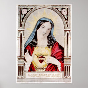 Poster Coeur sacré de Mary - 1856
