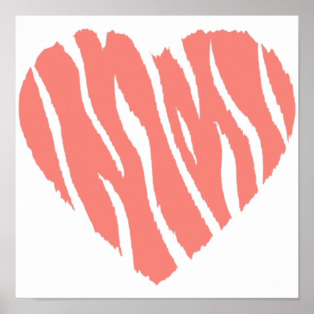 Poster Coeur sauvage rose corail (Devant)