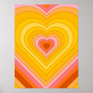 Poster Coeur super à couche rétro