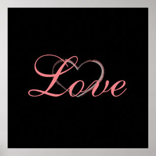 Poster Coeur tendance Grey Calligraphie Amour Mariage