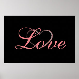 Poster Coeur tendance Grey Calligraphie Amour Mariage