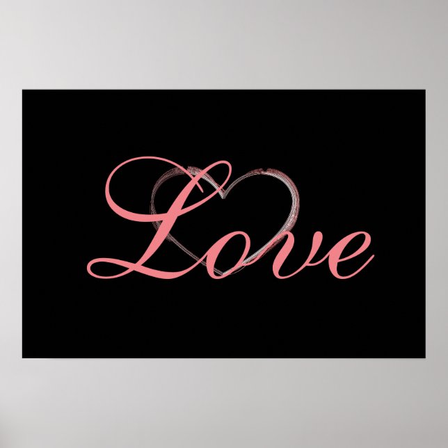 Poster Coeur tendance Grey Calligraphie Amour Mariage (Devant)