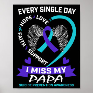 Poster Coeur Turquoise pourpre I Miss Papa Suicide Sensib