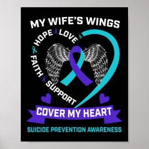 Poster Coeur Turquoise pourpre Miss Ma femme Sensibilisat