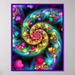 Poster Coeurs arc-en-ciel