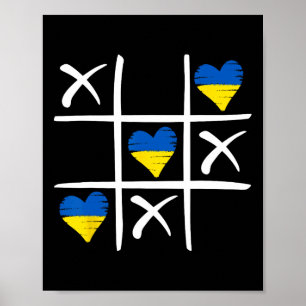 Poster Cœurs colorés du drapeau ukrainien 