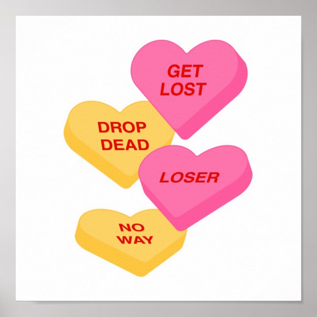 Poster coeurs de bonbons anti-vday (Devant)