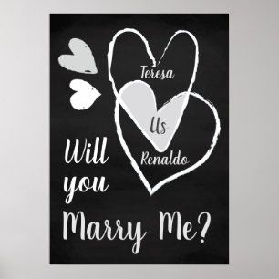Poster Coeurs De Chalk Personnalisés "Comment Tu Me Marie