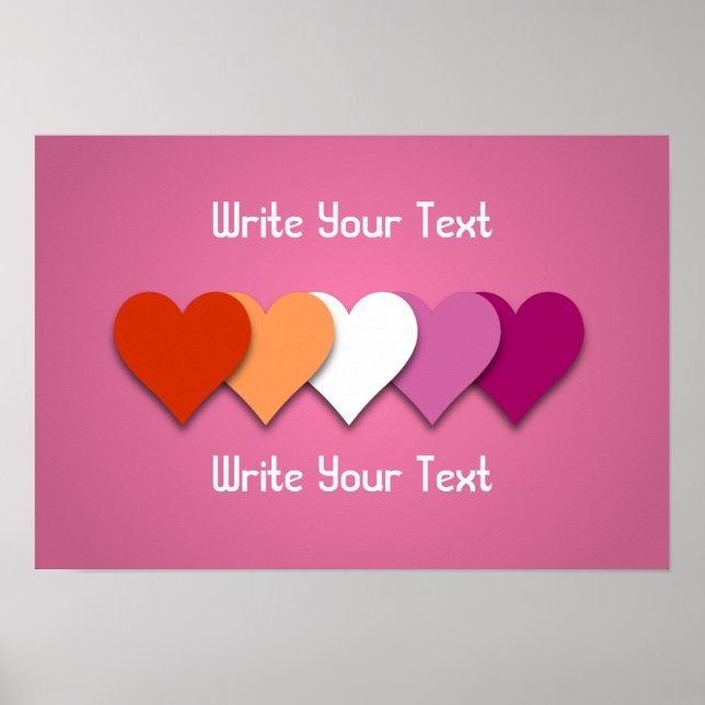 Poster Coeurs de fierté lesbienne avec texte personnalisé (Devant)