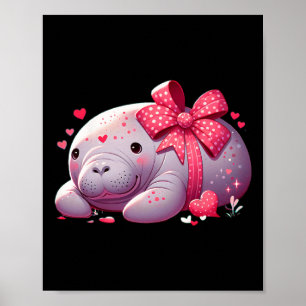 Poster Cœurs de la Saint-Valentin Lamantin Animal Mer Océ