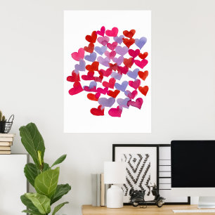 Poster Coeurs de la Saint Valentin - violet et magenta