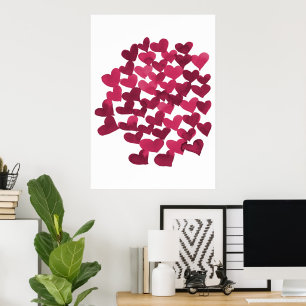 Poster Coeurs de la Saint Valentin - viva magenta