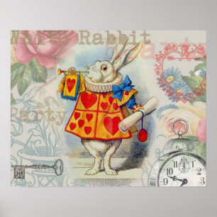 Poster Cœurs de Lapin Blanc Alice Classique
