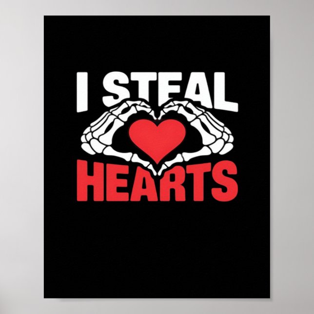 Poster Coeurs de vol Valentines Jour Funny Skeleton Hand  (Devant)