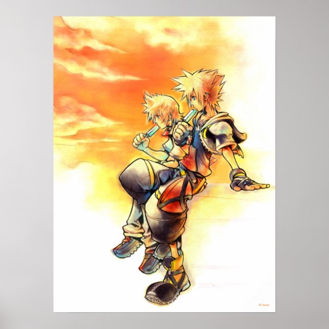 Poster Coeurs du Royaume II | Roxas & Sora Mangeant des g (Devant)